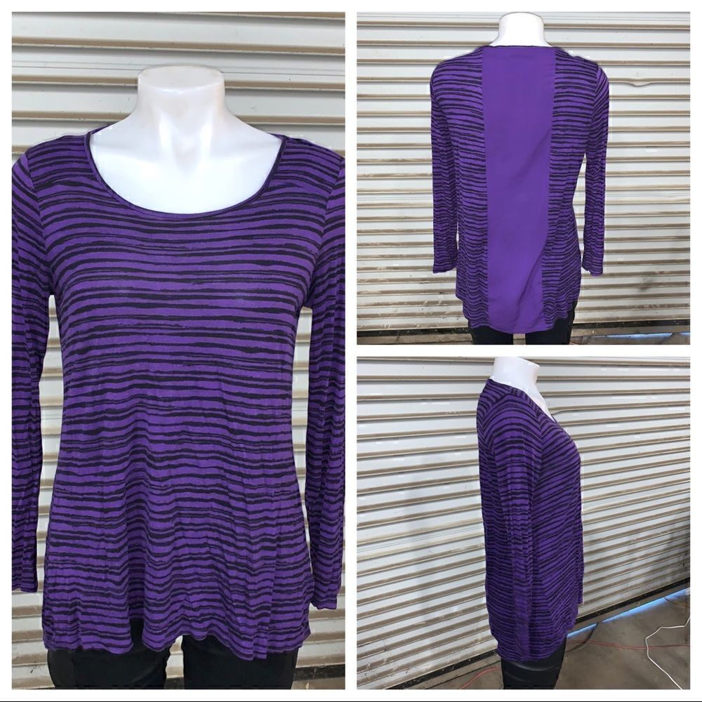 Apt 9 long sleeve purple and black striped top